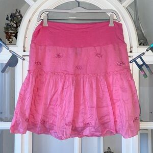 Pink Cotton Beaded Women's Skirt